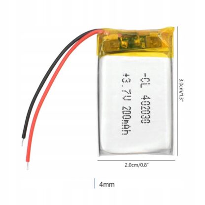 Akumulator Li-Poly 200mAh 3.7V JST 402030 - obrazek 6