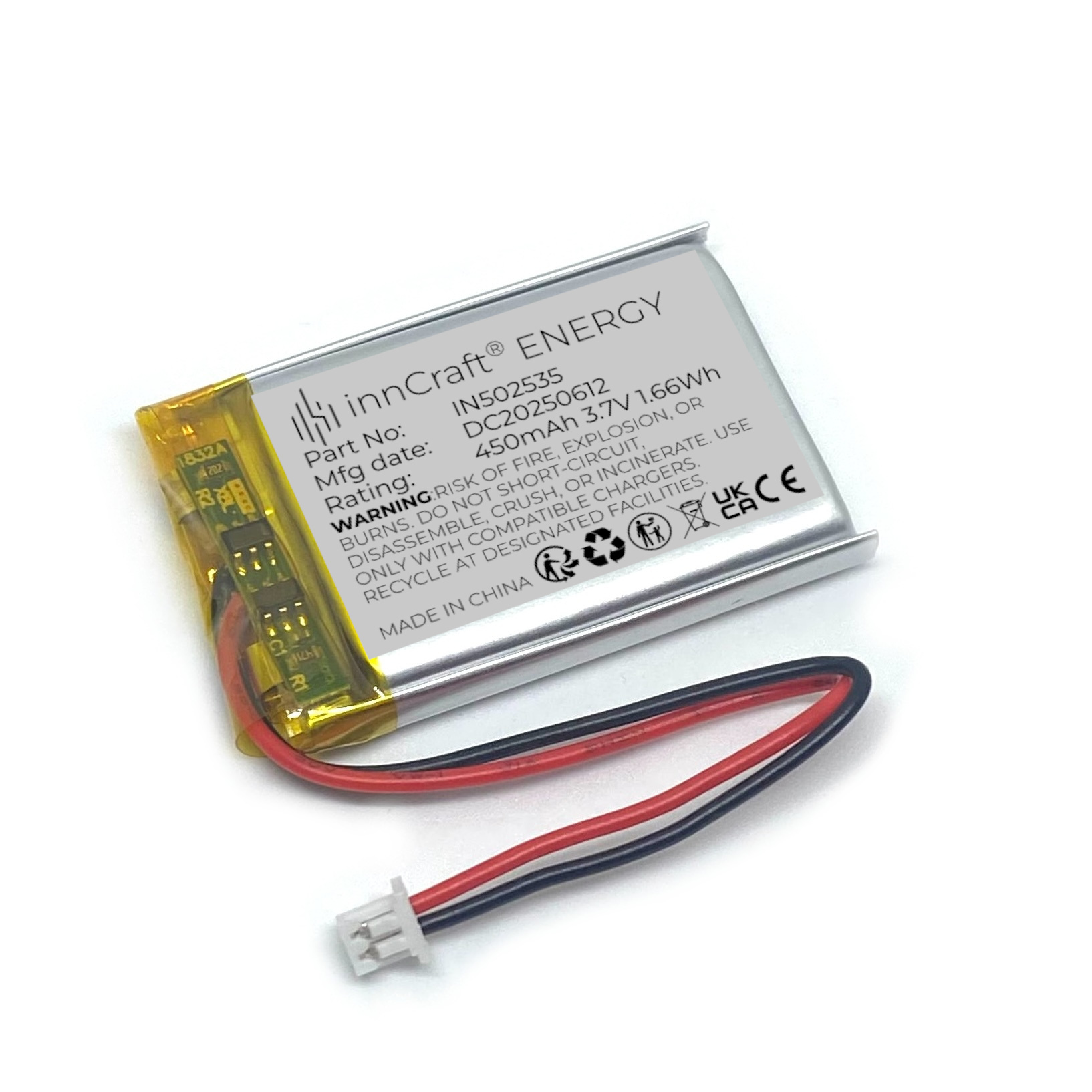 Akumulator Litowo-Polimerowy 450mAh 3.7V IN502535