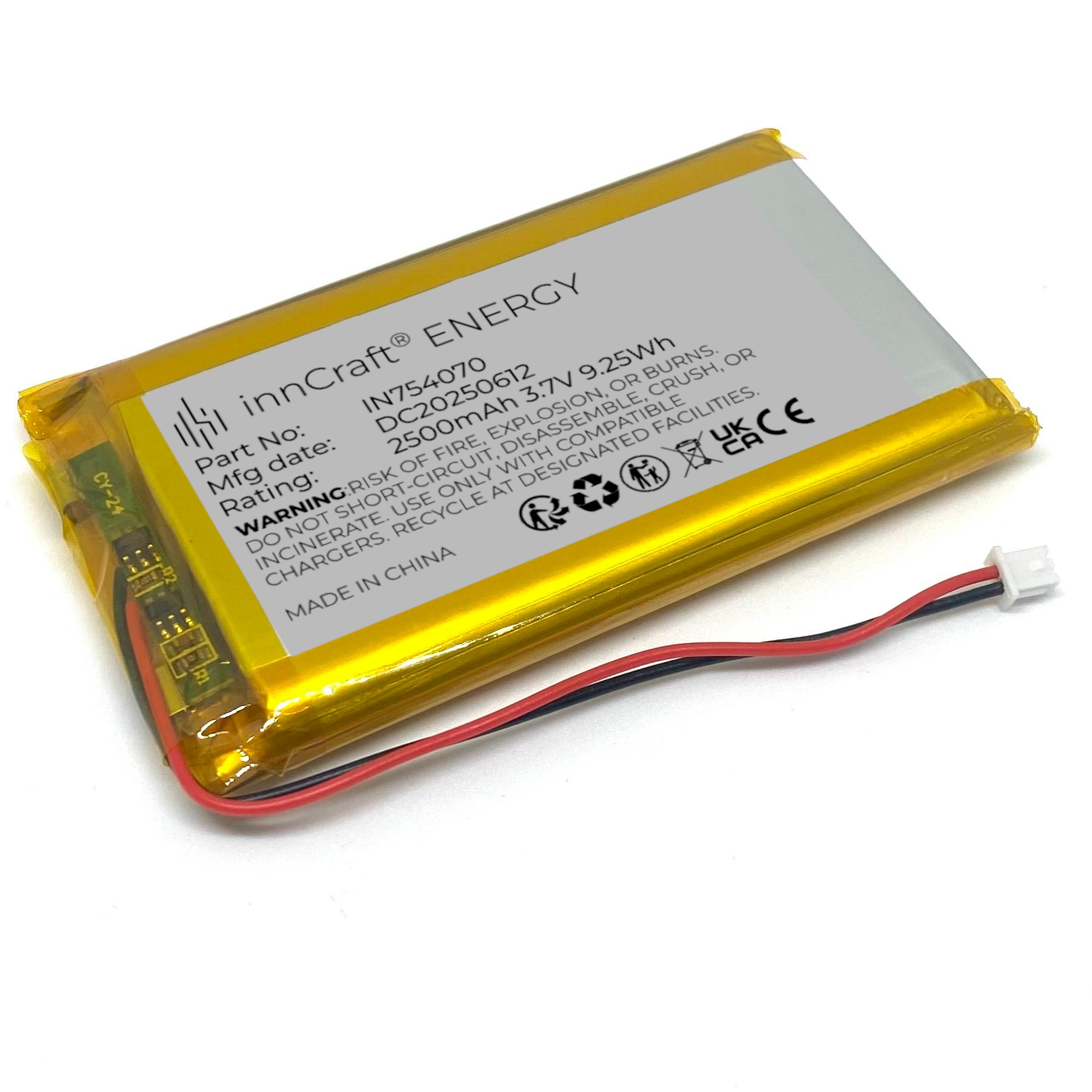 Akumulator Litowo-Polimerowy 2500mAh 3.7V IN754070